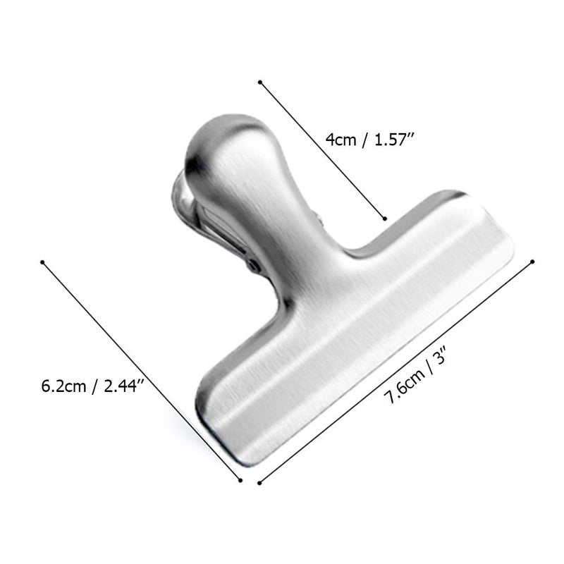CNYMANY 10 pcs Large Stainless Steel Chip Bag Clips, CNYMANY 3 Sizes 4.7" 3" 1.6" Heavy Duty Air Tight Seal Grip Coffee Food Bag Clamps for Office Kitchen Home Use - Image 3